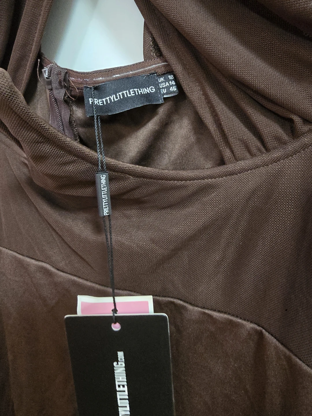 PrettyLittleThing Brown Mini Dress - Size 14