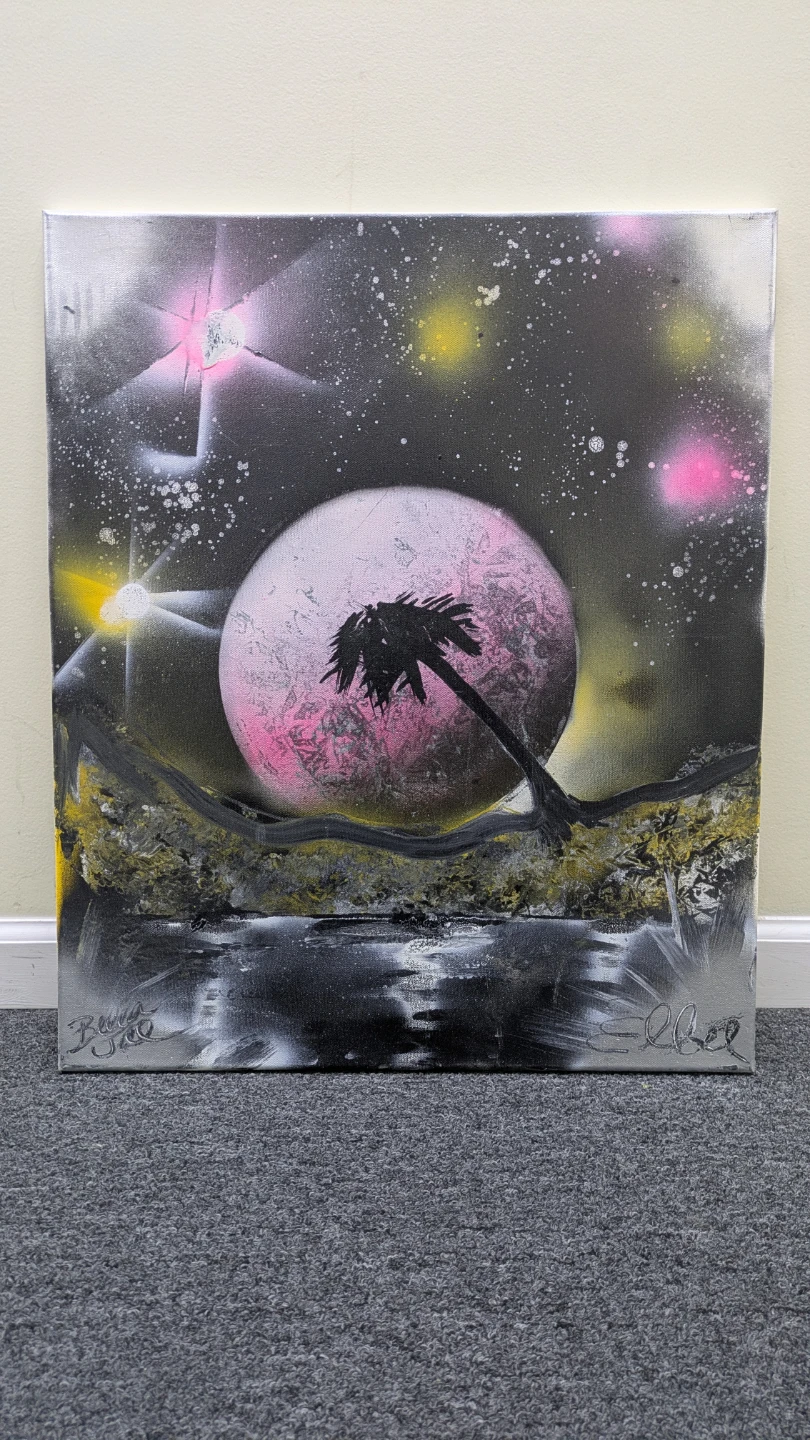Paradise Moon Abstract Painting on Canvas Wall Art