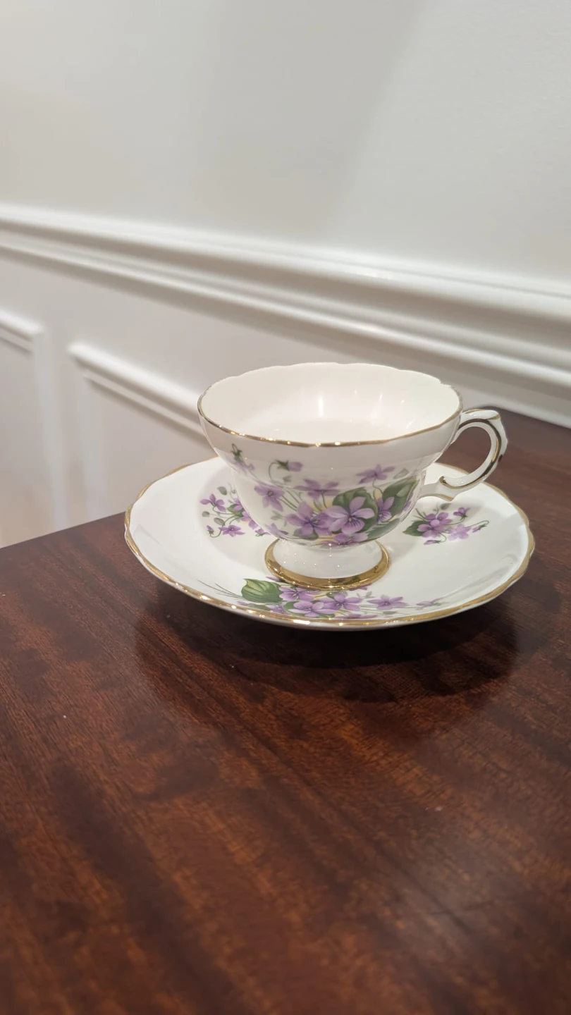 Rosina Bone China Teacup and Saucer Set - Violet Pattern
