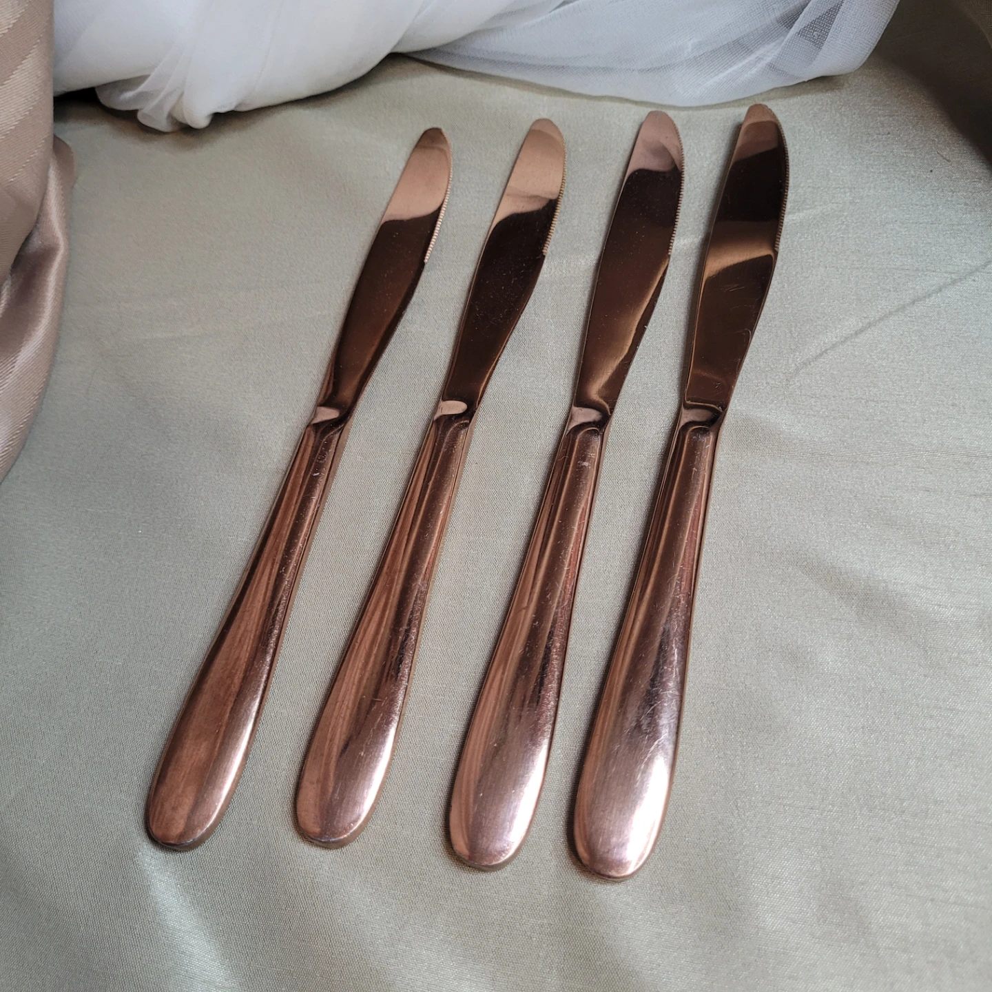 Set of 4 Stainless Steel Copper-Finish Butter Knives - photo 2