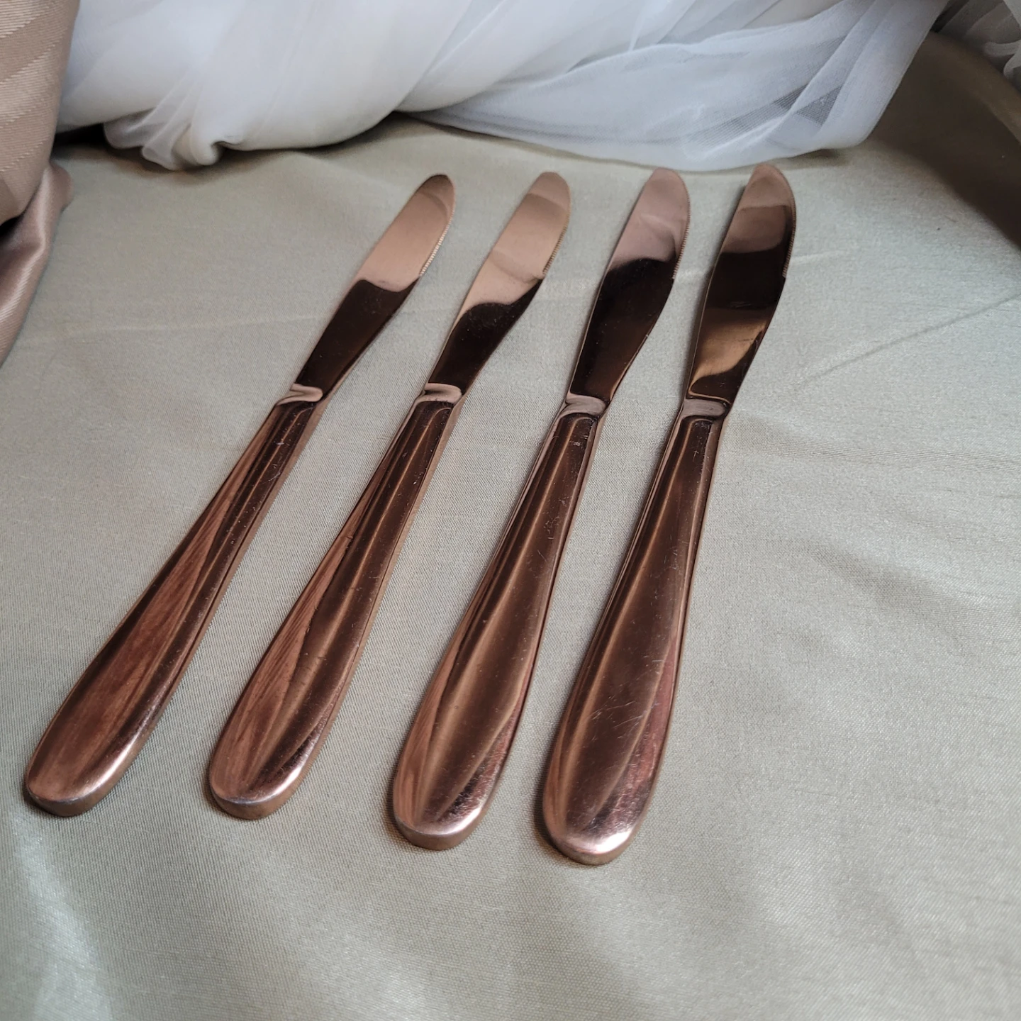 Set of 4 Stainless Steel Copper-Finish Butter Knives - photo 3