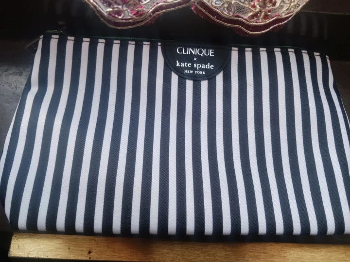Clinique x Kate Spade New York Striped Cosmetic Bag