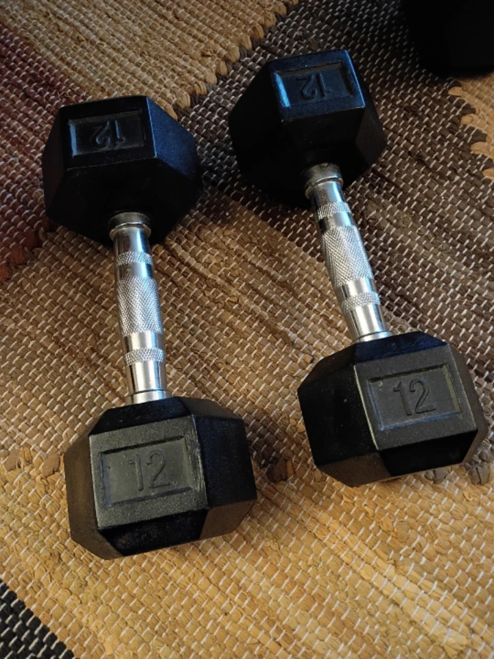 Rubber Hex Dumbbells - 30lb and 12lb Sets - photo 2