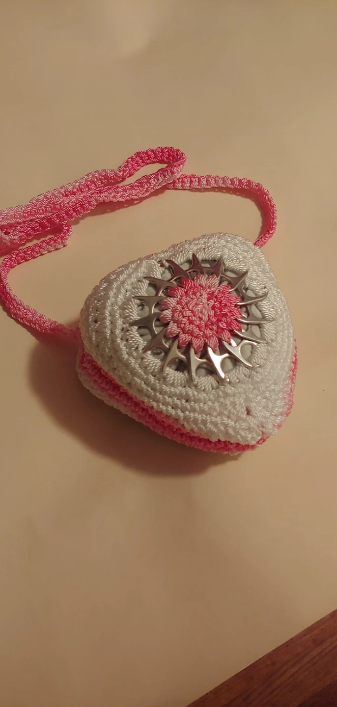 Crocheted Heart Shaped Purse
