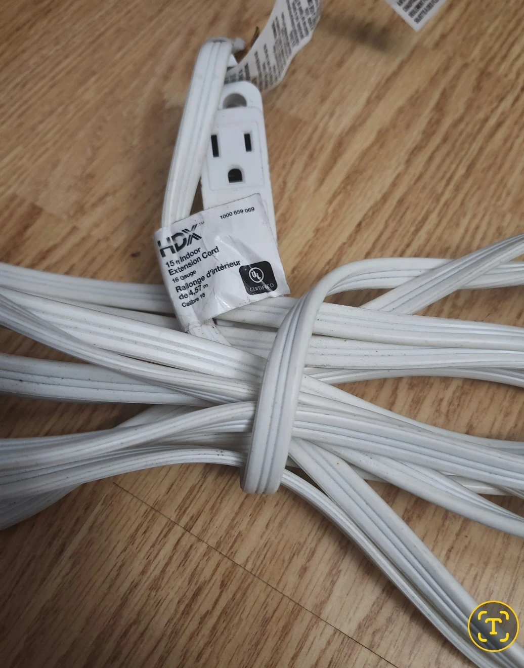 Brand New HDX 15-ft Indoor Extension Cord - White
