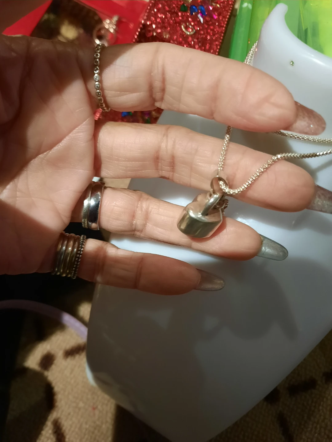 Hefty chunky Sterling Silver Lock and Key heart charm Vintage - photo 3