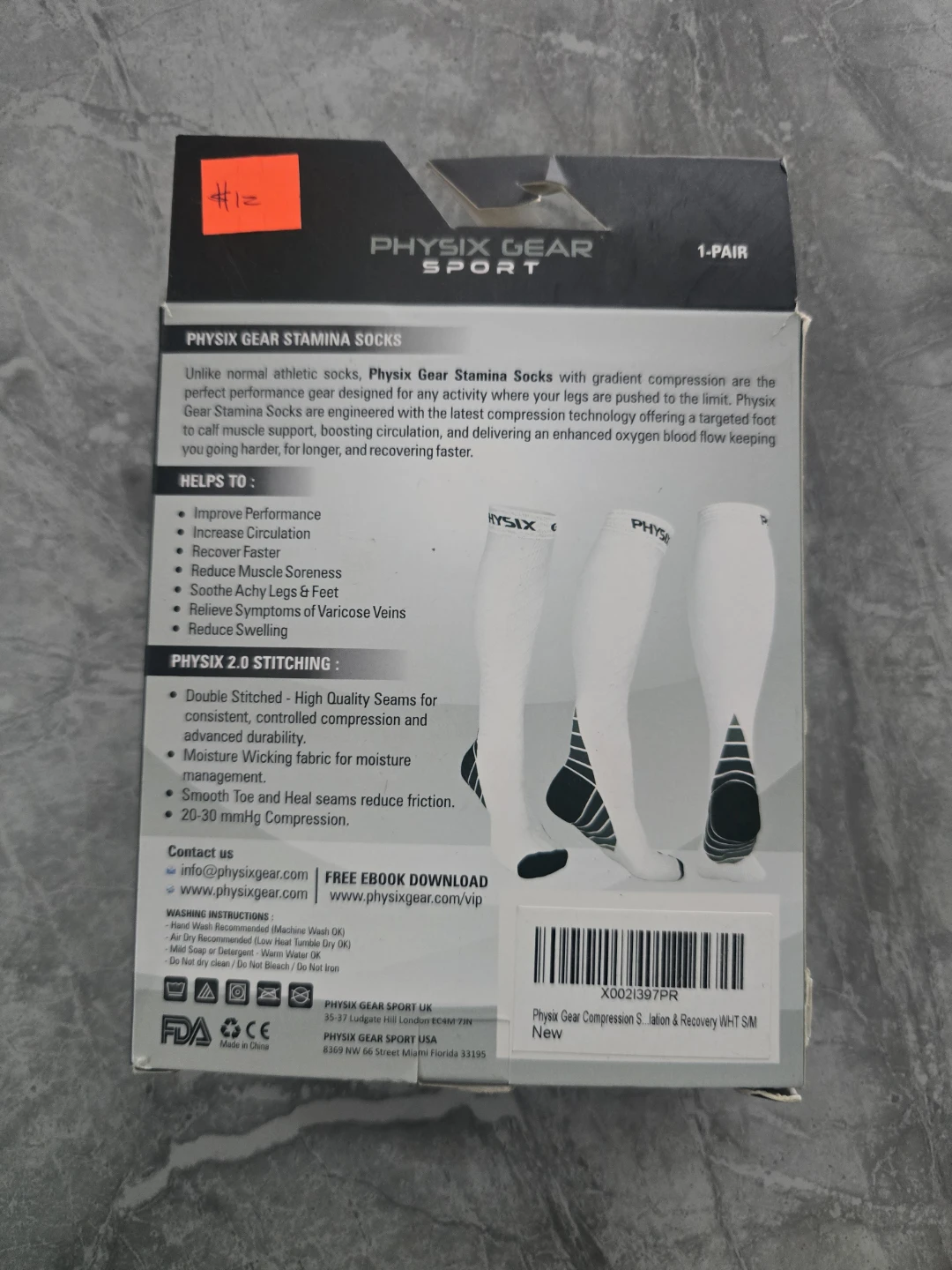 Small/Med-Physix Gear Stamina Socks, Compression, White - photo 2