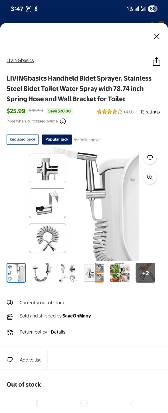 LIVINGbasics Handheld Bidet Sprayer - photo 2