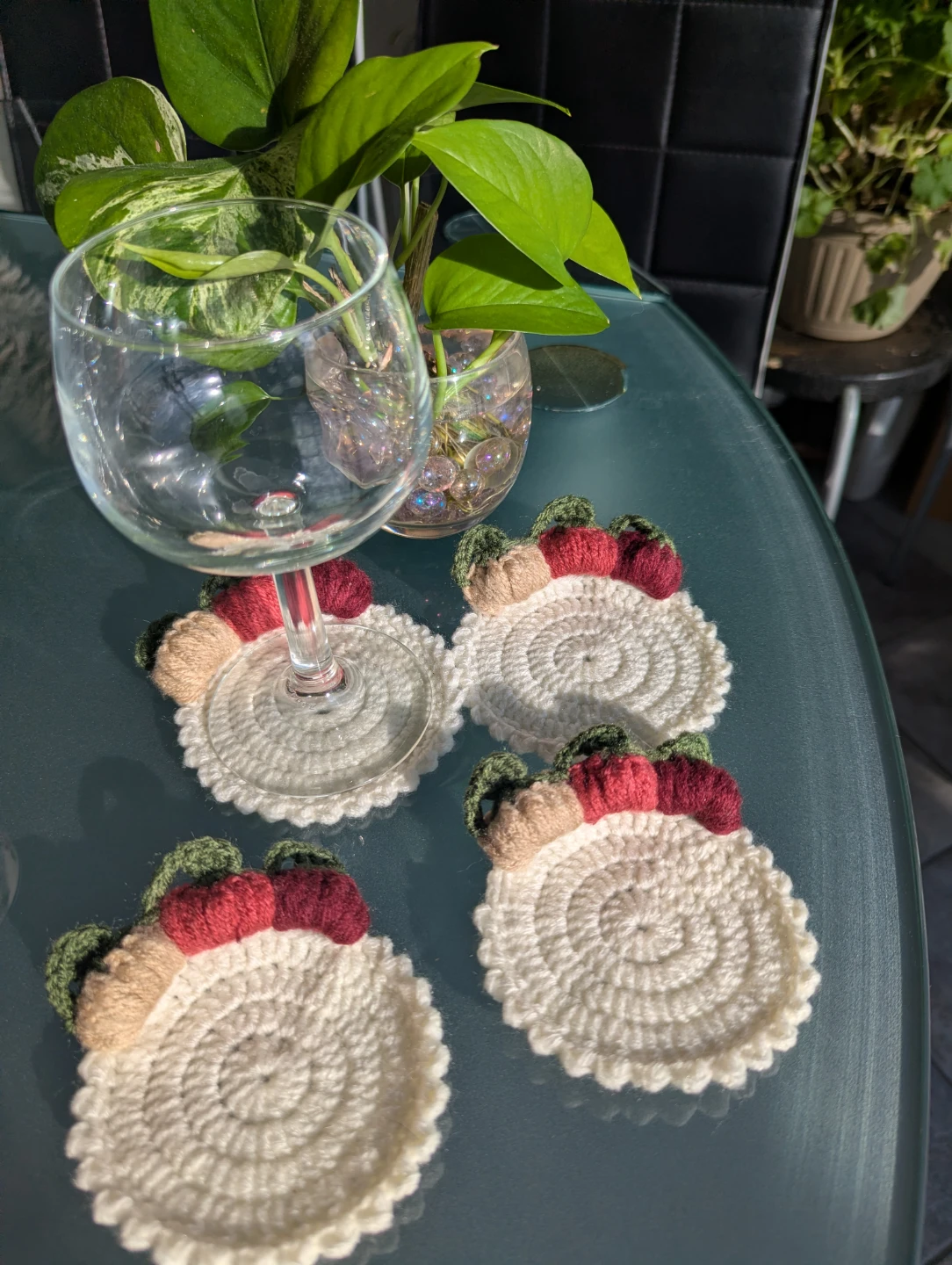 Handmade pumpkin Crochet Coasters - Set of 4 - photo 2