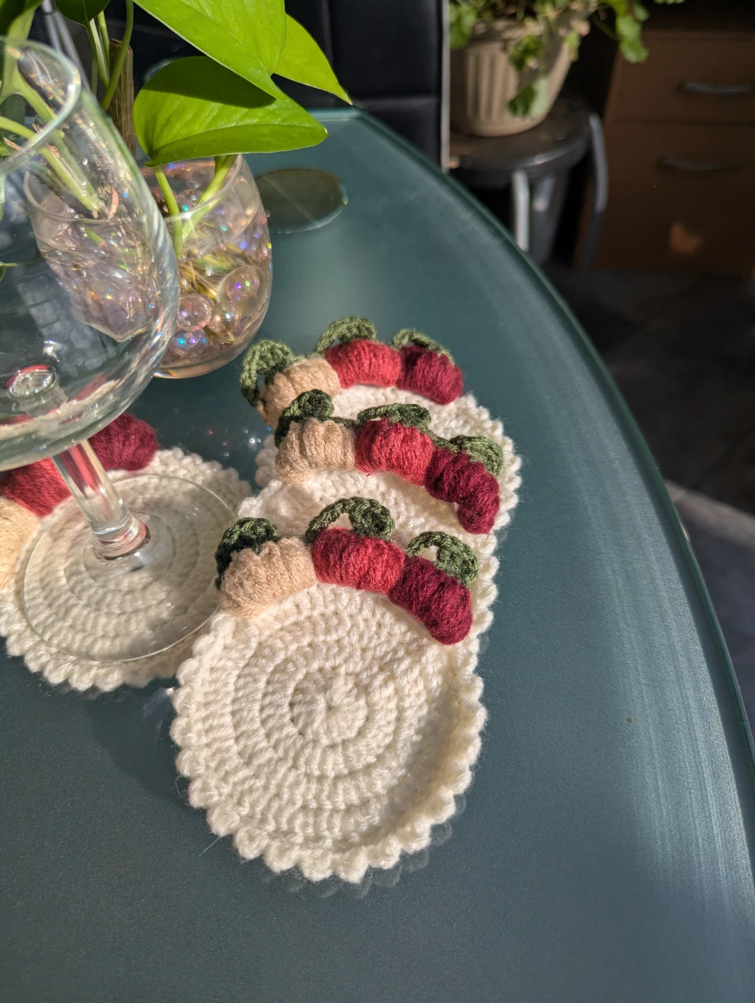 Handmade pumpkin Crochet Coasters - Set of 4 - photo 4