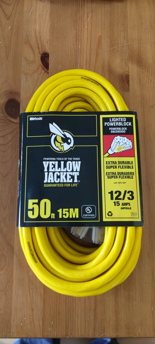 Woods Yellow Jacket 50ft Lighted Power Extension Cord