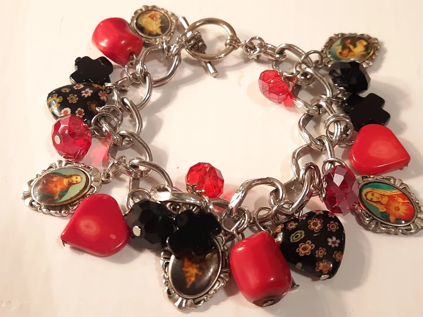 Charm Bracelet with Religious and Heart Charms - photo 3