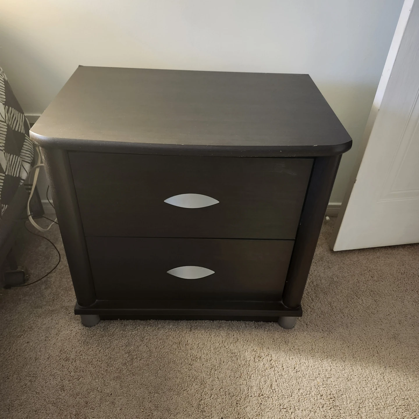 Dark Brown 2-Drawer Nightstand
