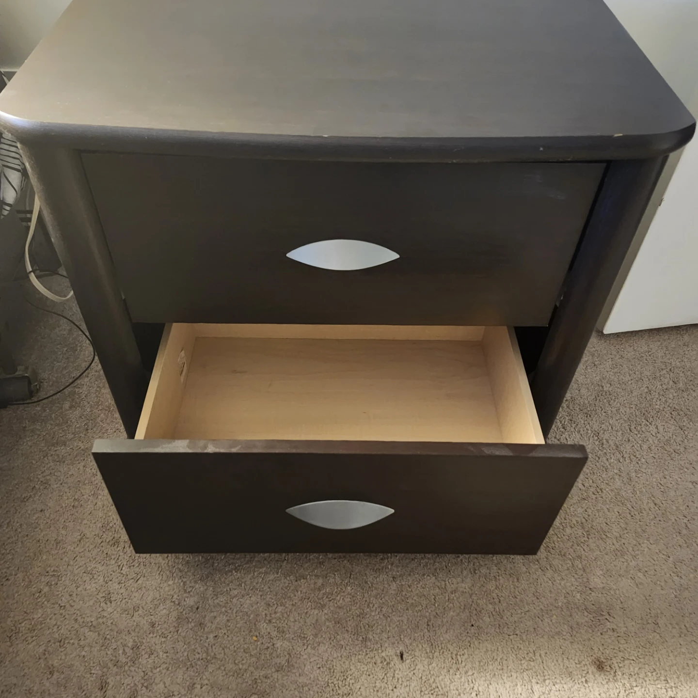 Dark Brown 2-Drawer Nightstand - photo 2