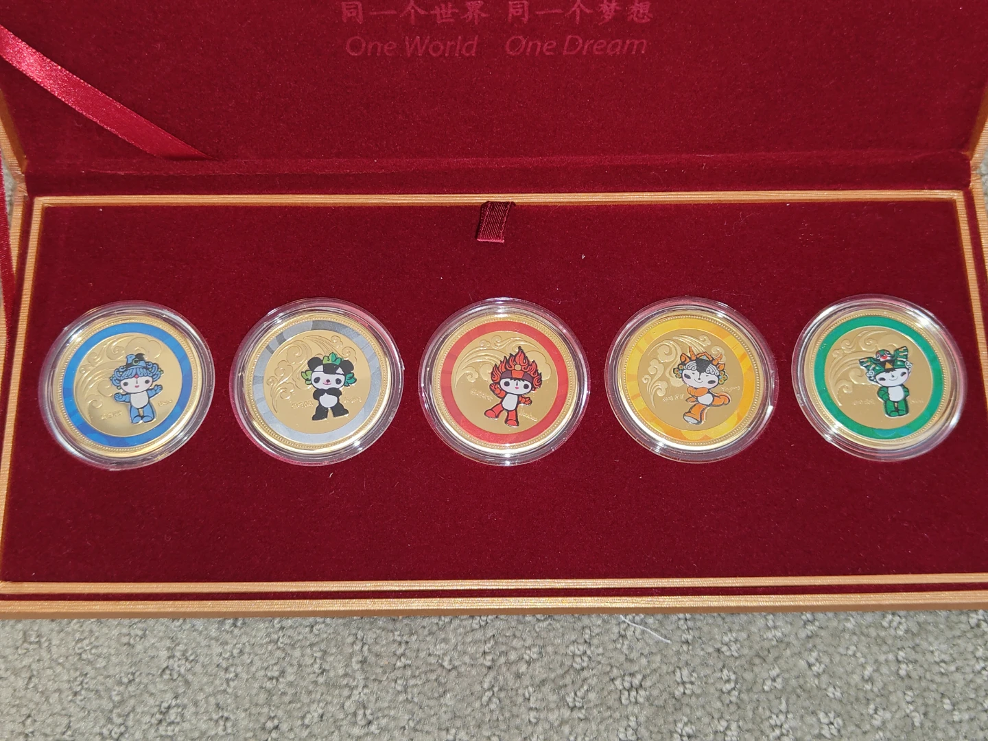 Beijing 2008 Olympic Official Commemorative Coin Set Fuwa Mascot - photo 3