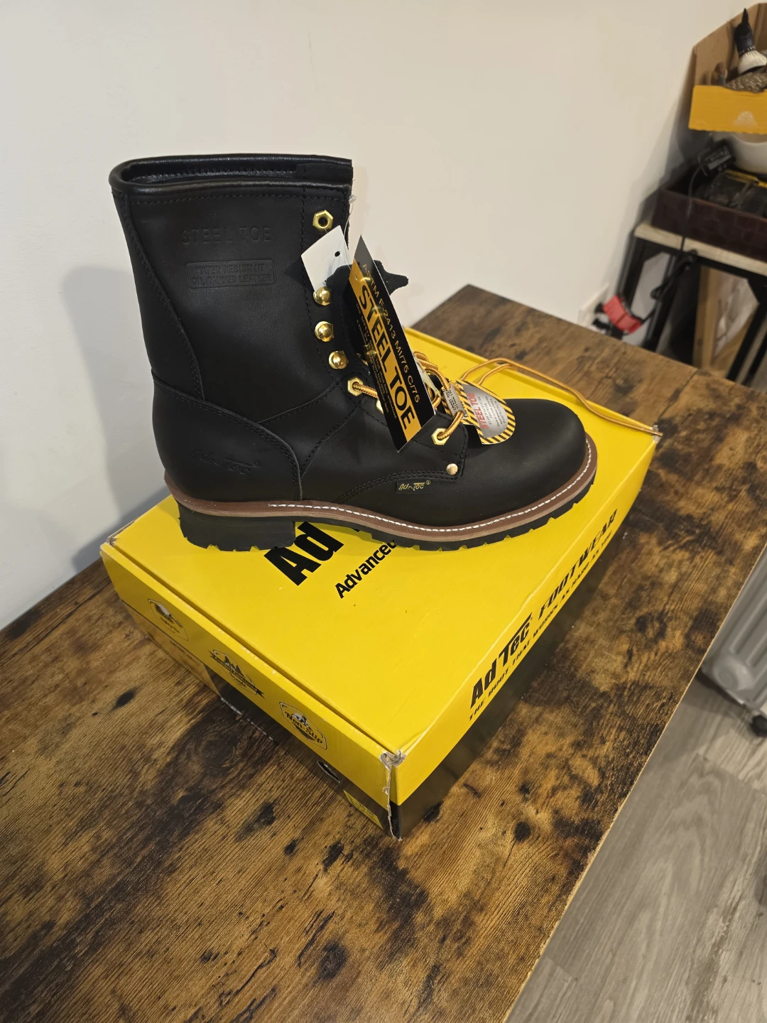 AdTec Black Leather Steel Toe Work Boots - photo 3