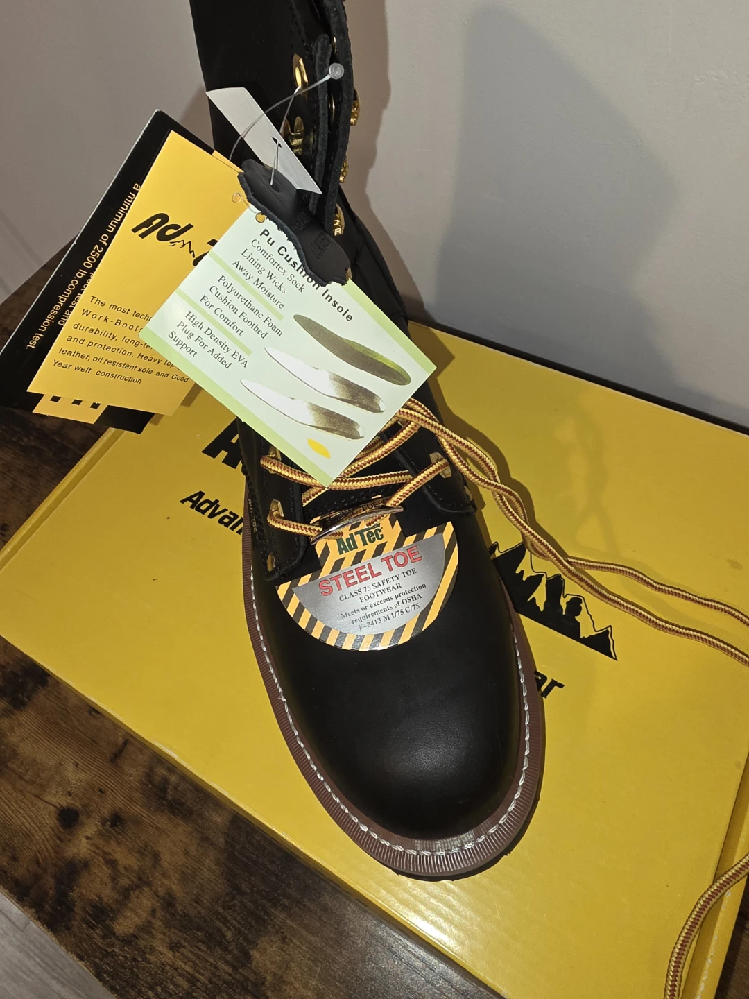 AdTec Black Leather Steel Toe Work Boots - photo 4