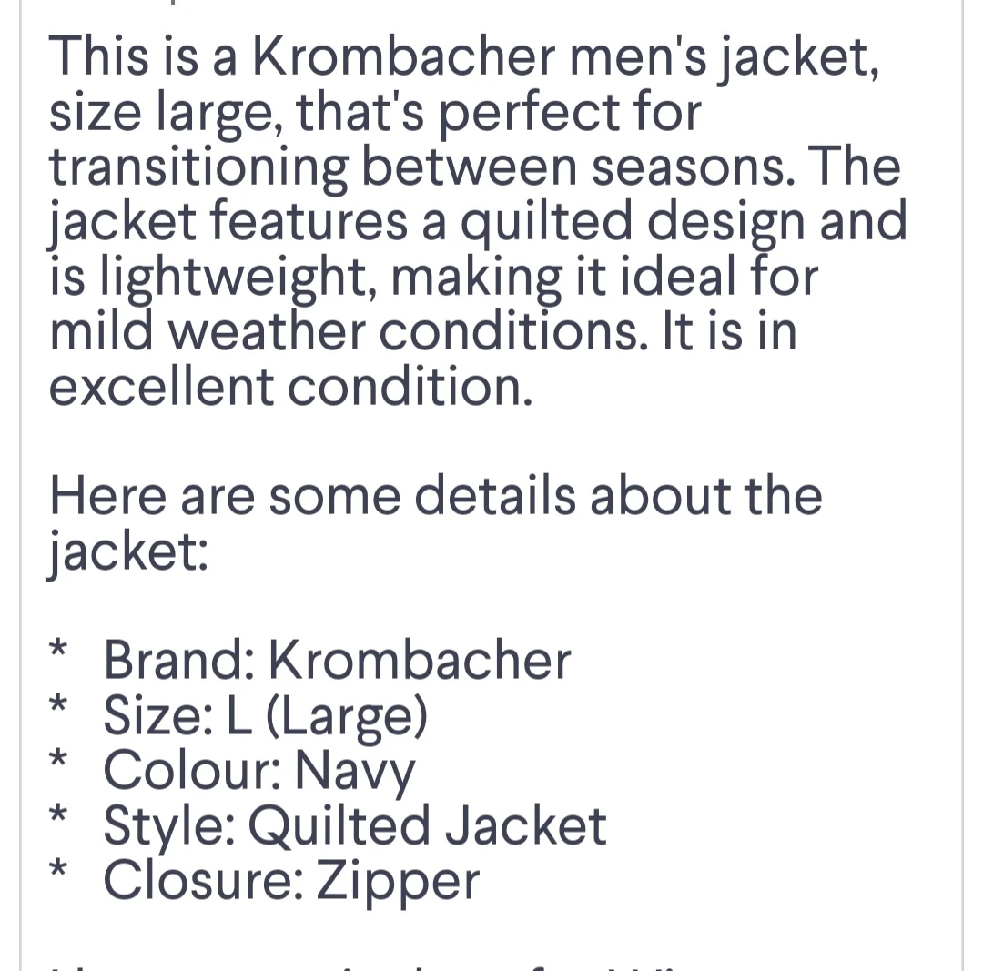 Krombacher Dark Blue Jacket  Brand New Size L - photo 4