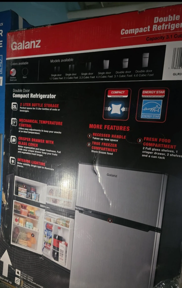 Galanz 3.1 Cubic Feet Double Door Compact Refrigerator