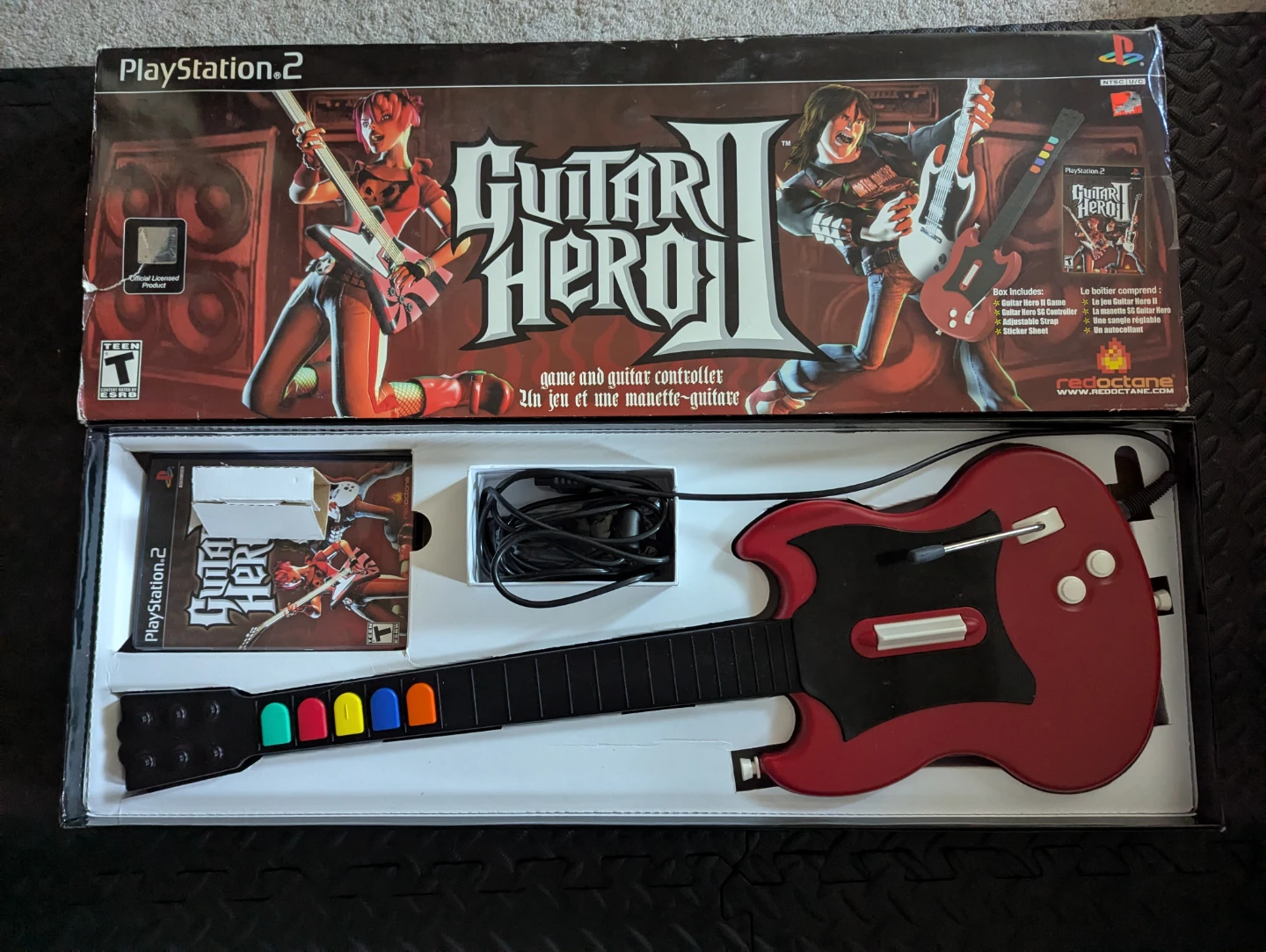 Playstation 2 (PS2) Guitar Hero 2 Red Octane Wired Guitar In Box