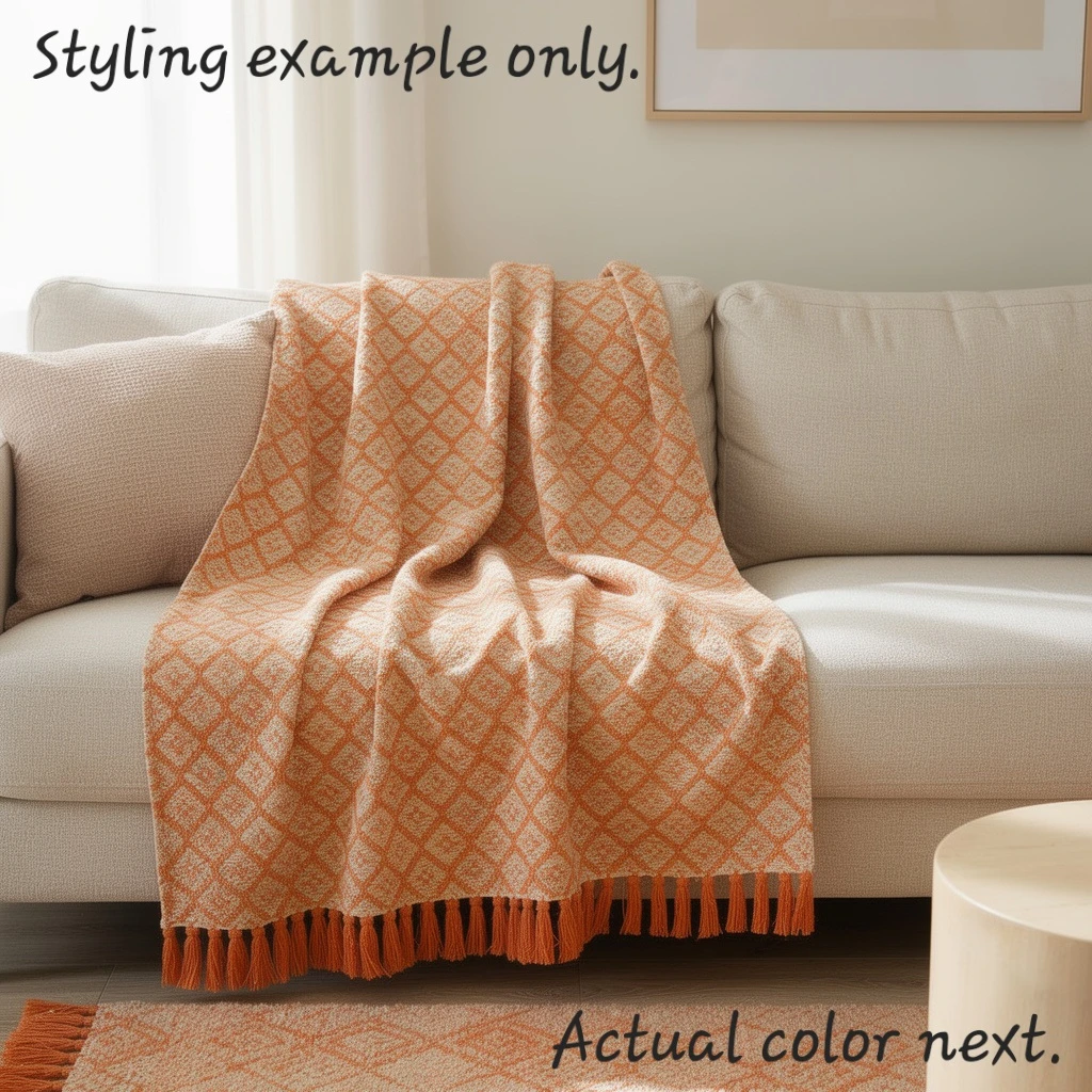 Handwoven Cotton Blanket-Orange
