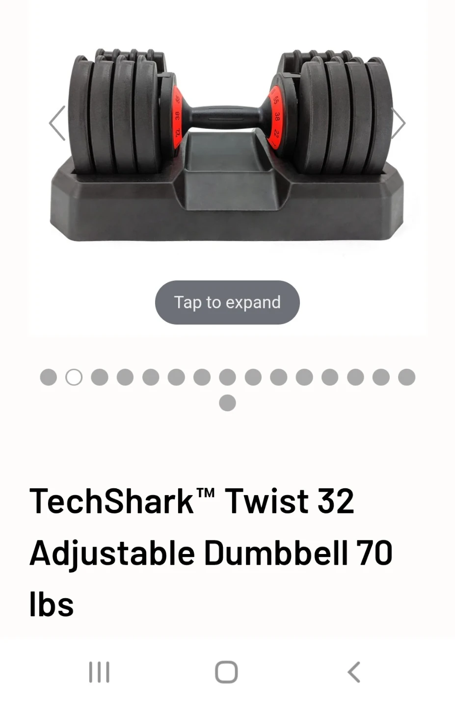 TechShark Twist 32 Adjustable Dumbbell 70 lbs