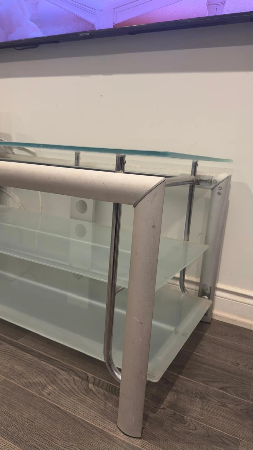 Glass and Metal TV Stand - photo 4