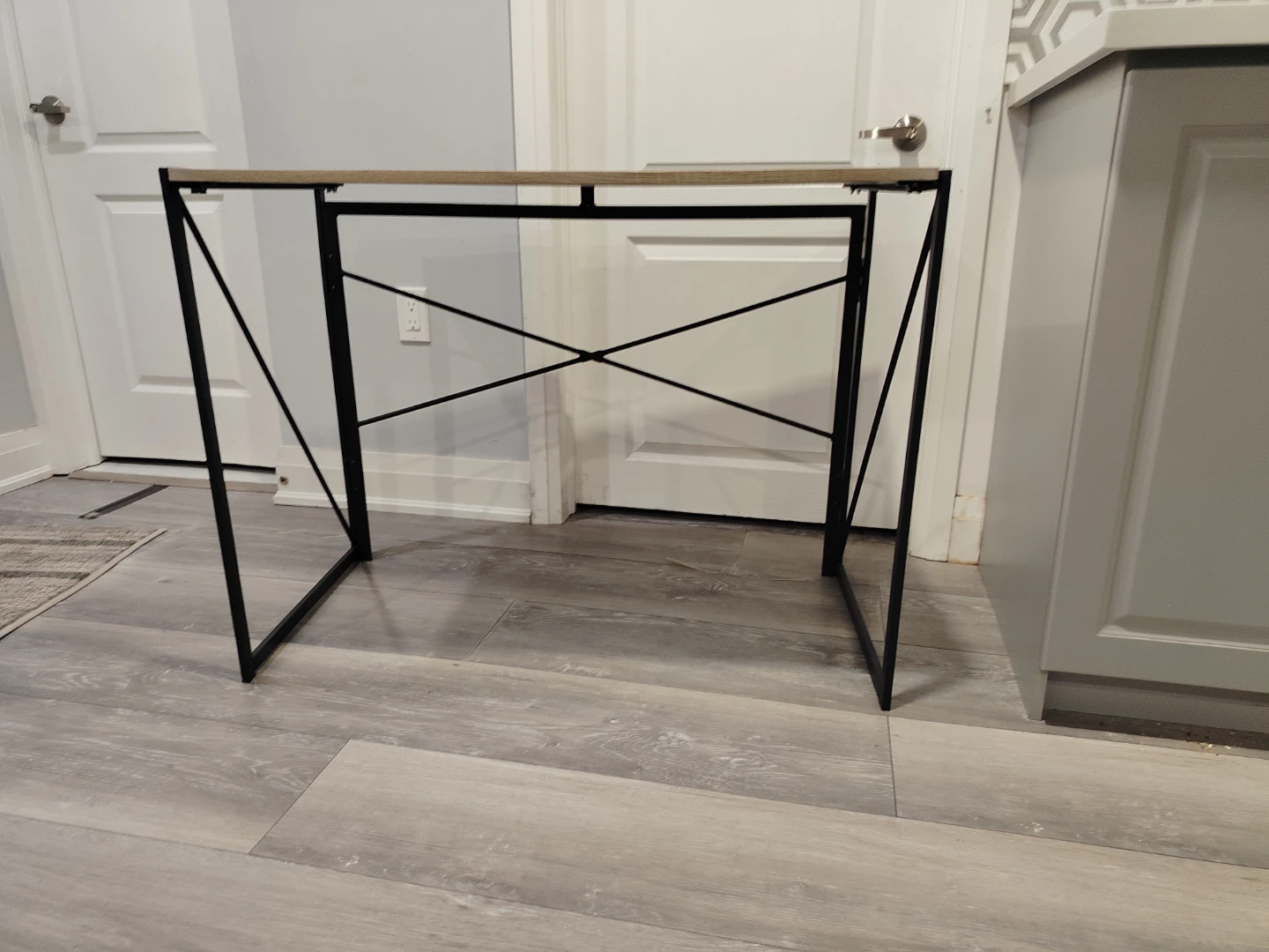 Small Black Metal & Wood Desk