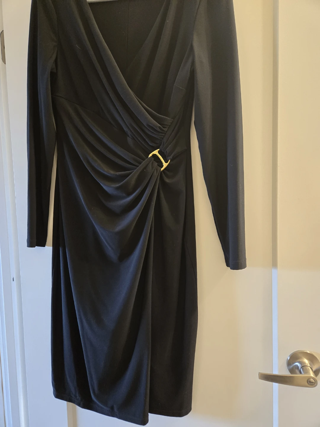 Lauren Ralph Lauren Black Ruched Midi Dress Size 8 - photo 3