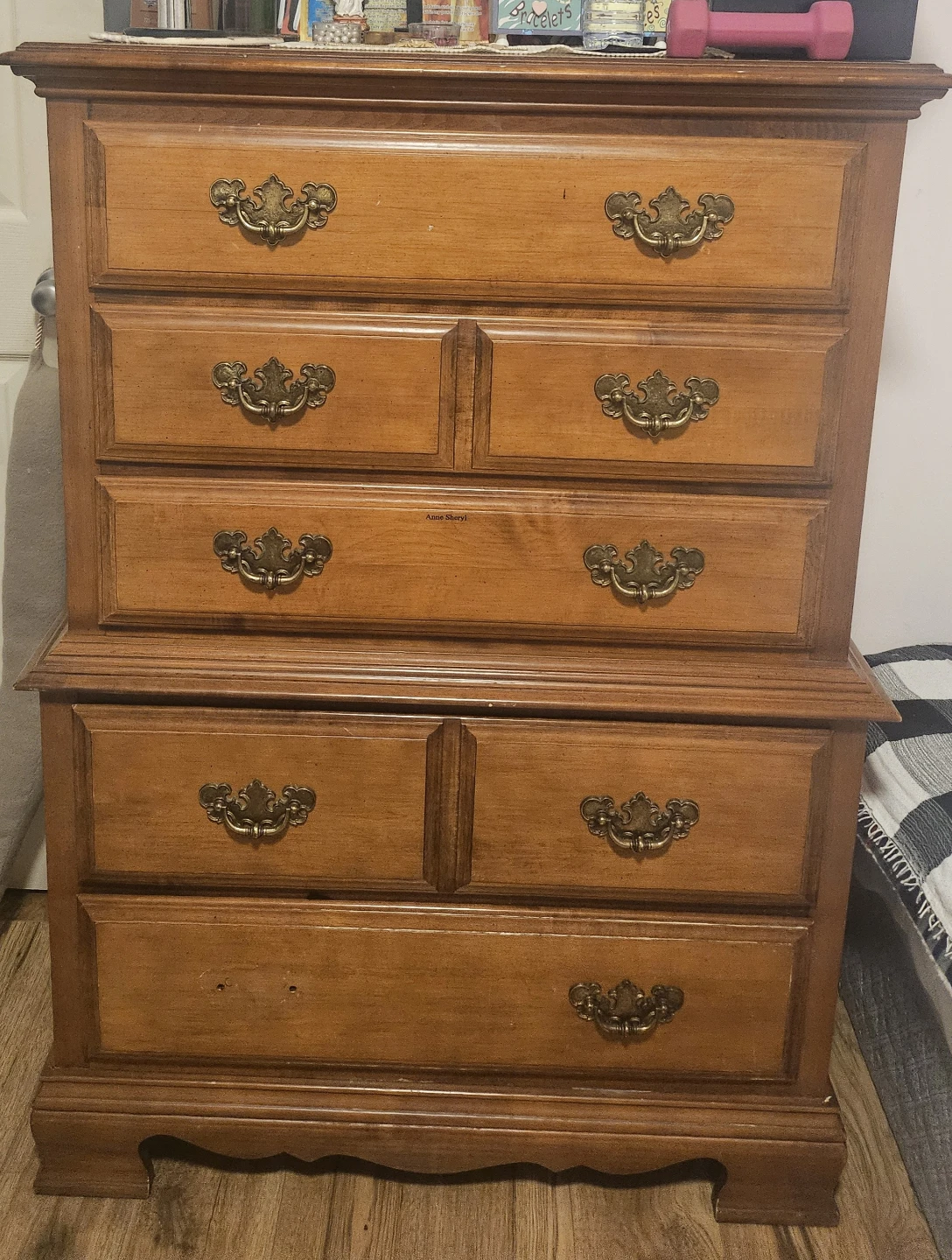 Wooden Dresser with Ornate Handles