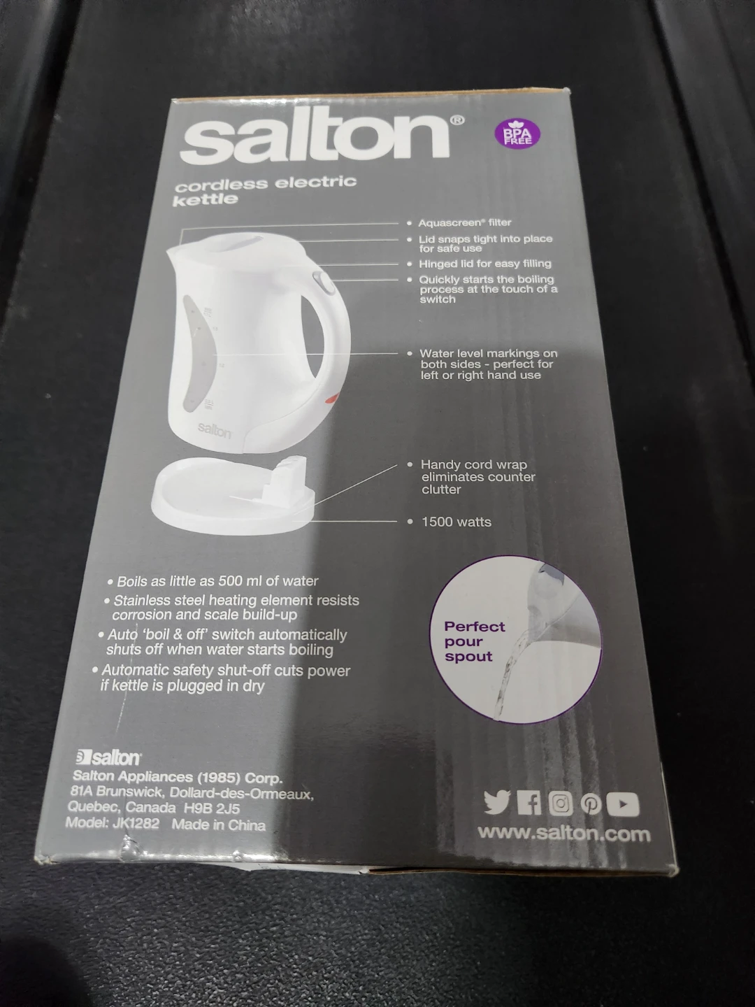 Salton Cordless Electric Kettle - 1.7L Capacity - photo 2