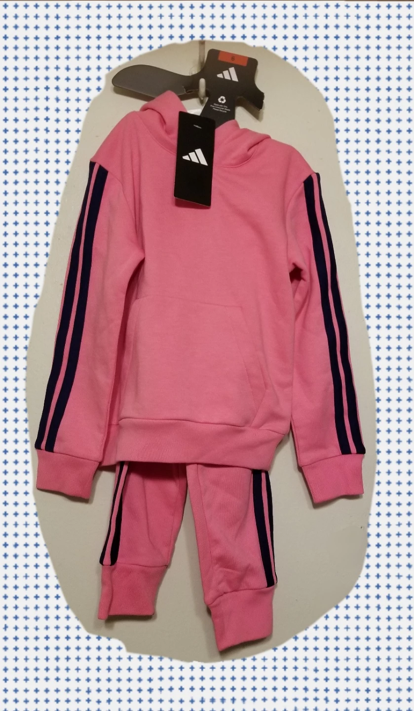 NWT ADIDAS Kids' 2-Piece Long Sleeve Fleece Hooded & Jogger Set - photo 5