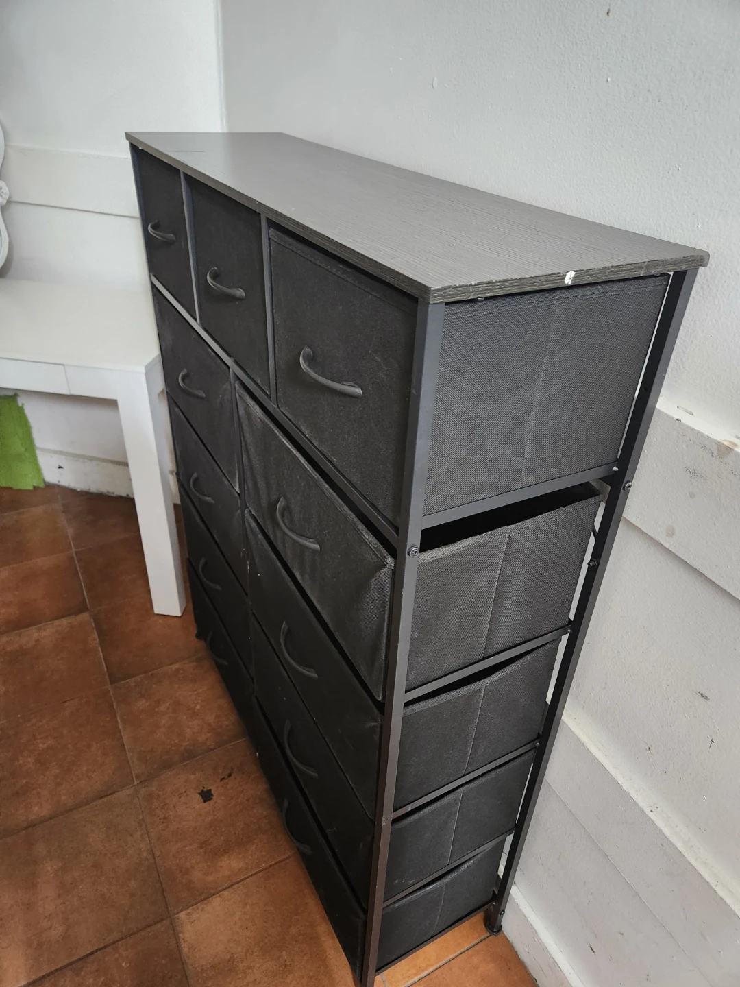 Dark Grey Fabric Drawer Dresser
