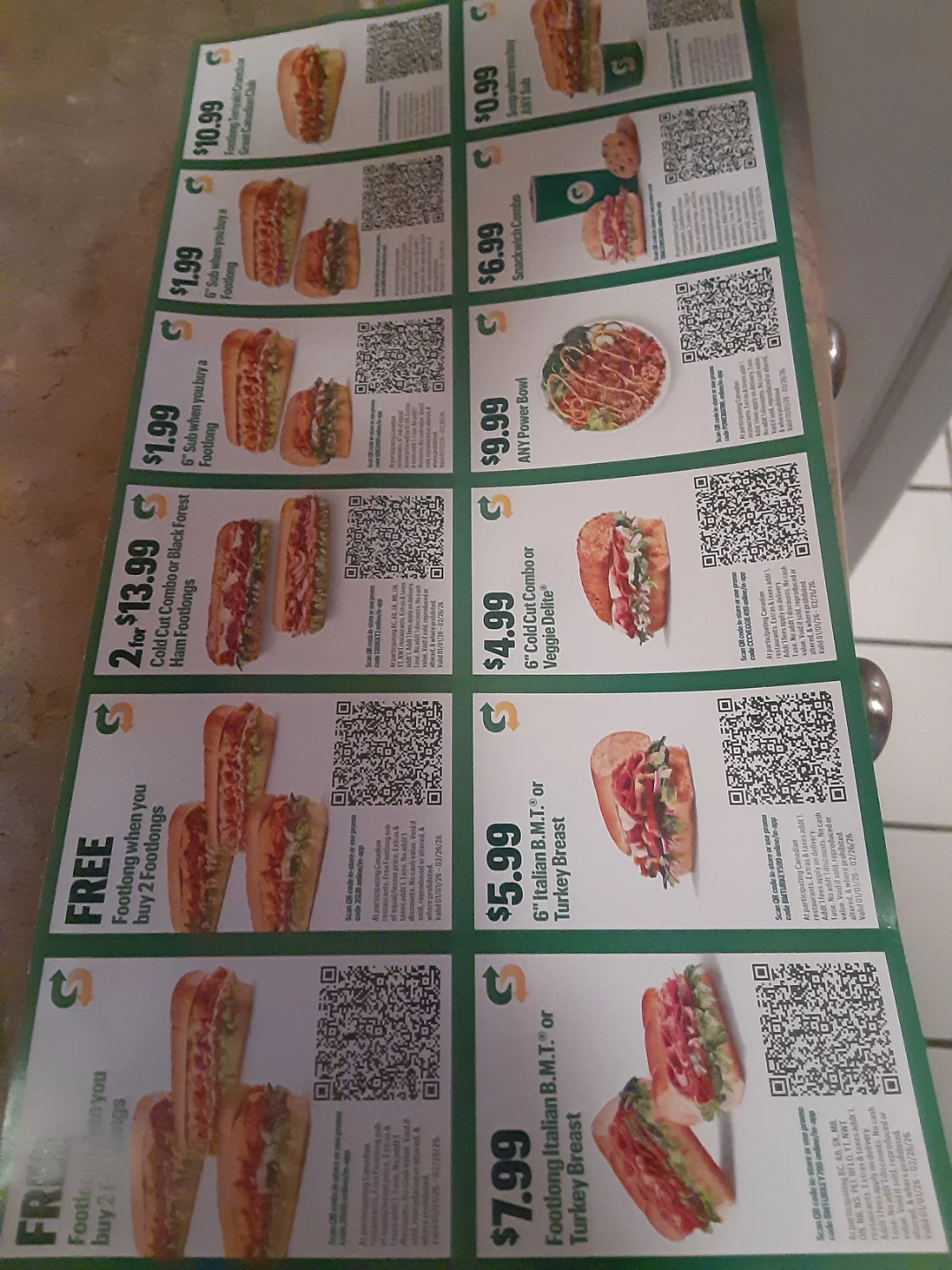 Subway restaurant coupons