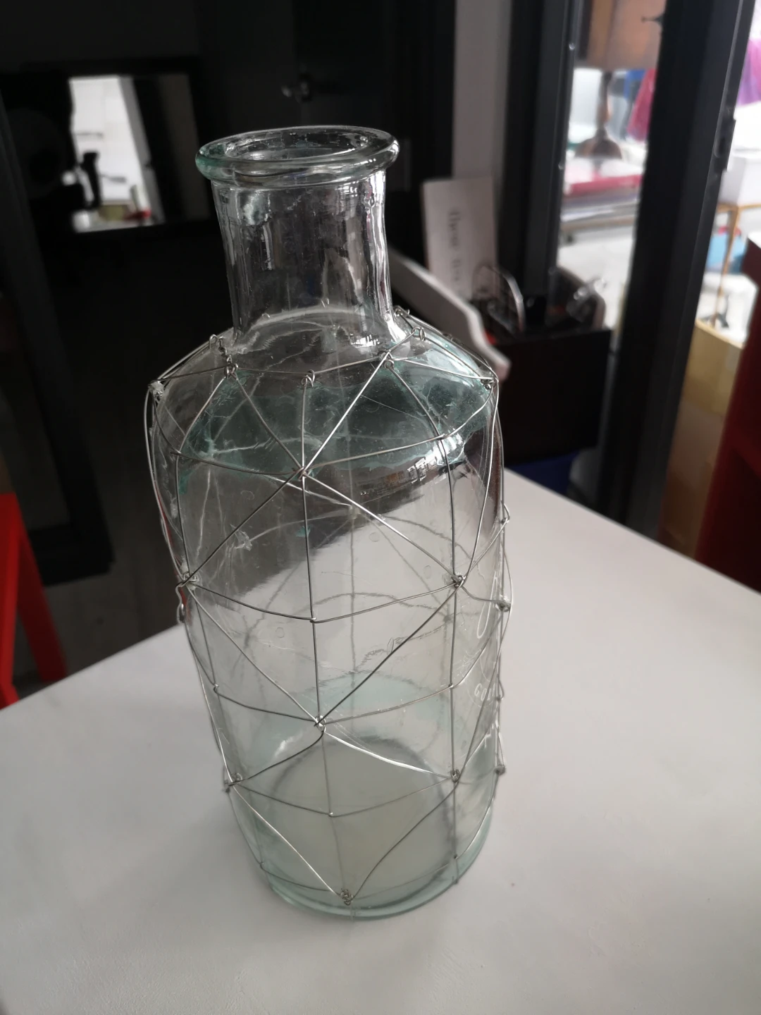 Glass Vase with Wire Mesh Wrap - photo 4