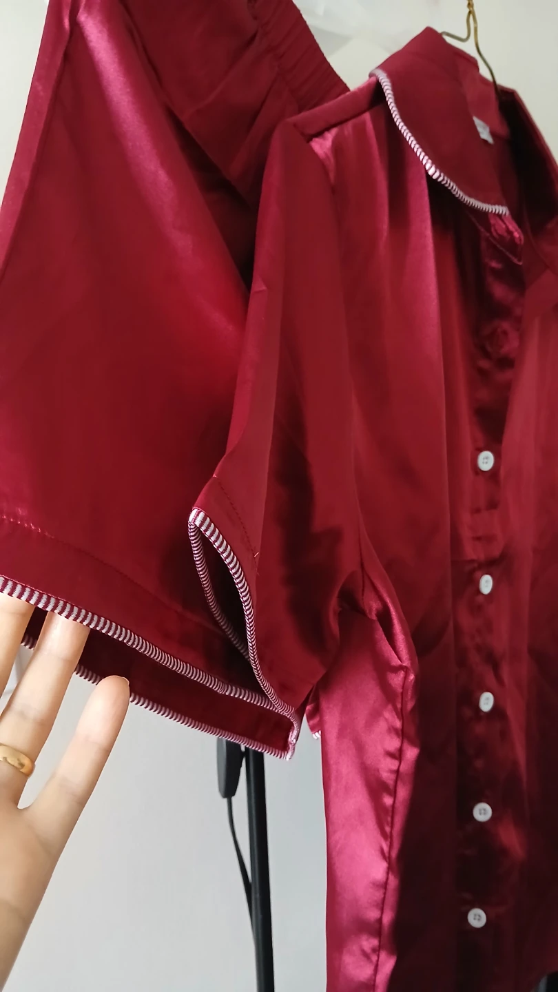 Burgundy Satin Pajama Set - photo 3