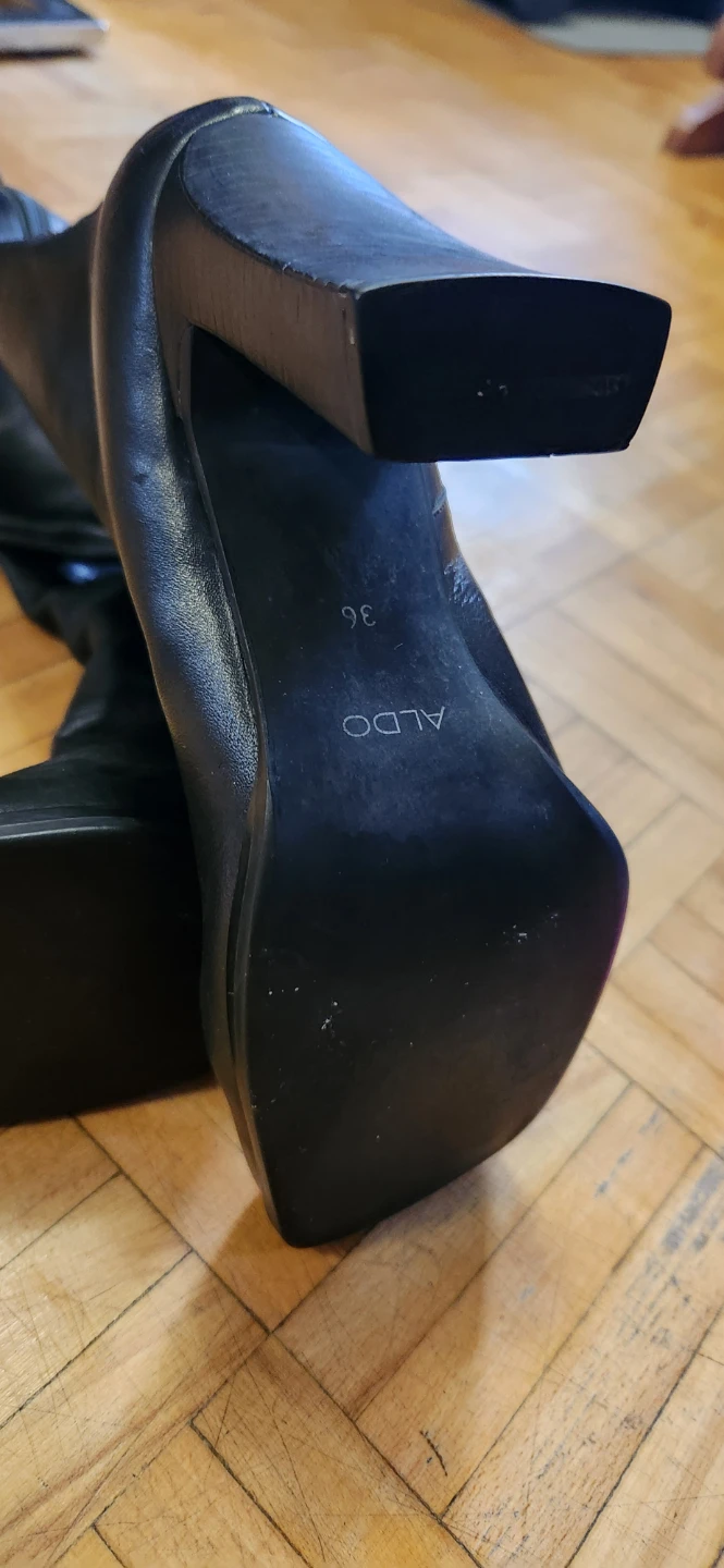 Aldo Black Leather Heeled Boots - Size 36 - photo 2