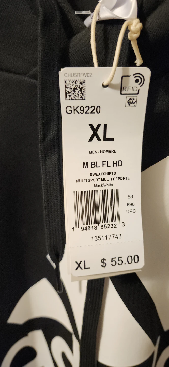 (NEW) Adidas Black Hoodie - XL - photo 2