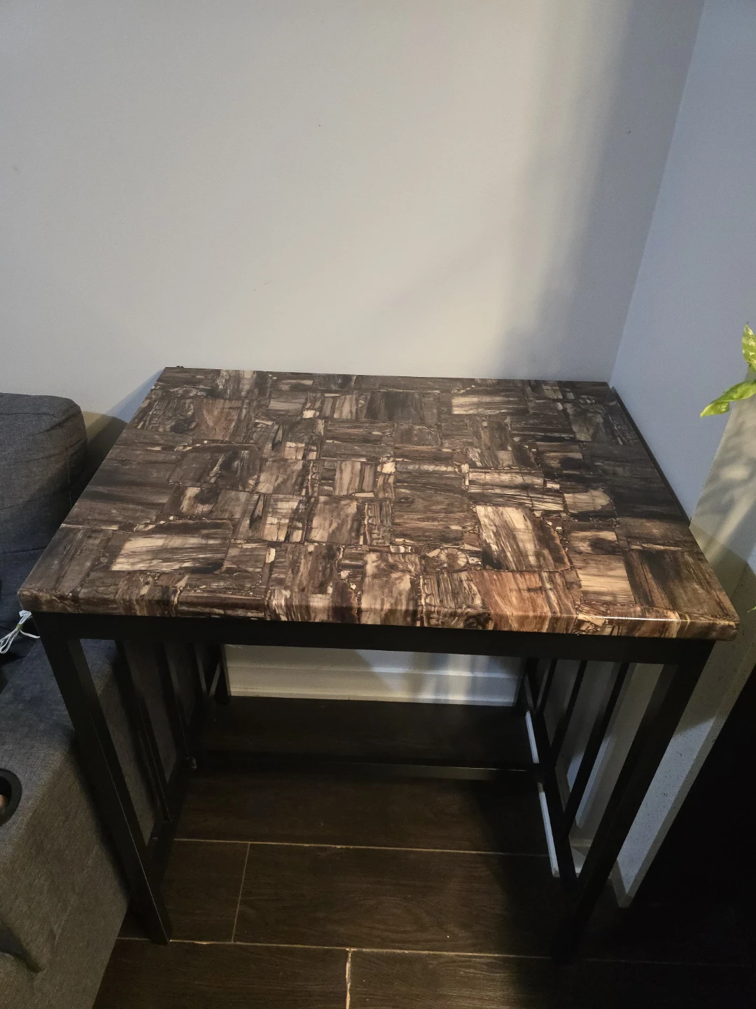 Counter Height Dining Table with Faux Marble Top - photo 2