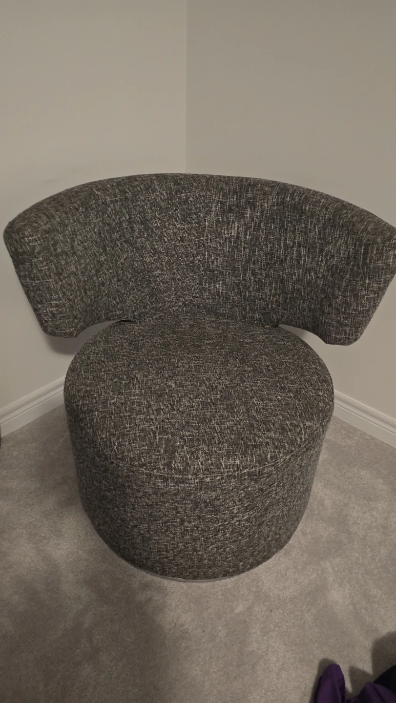 Grey Swivel Barrel Chair