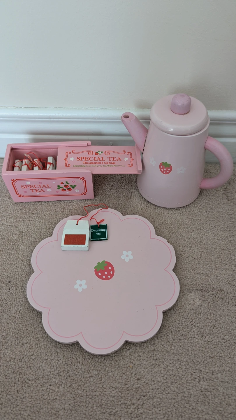 Kids Pink Wooden Tea Set