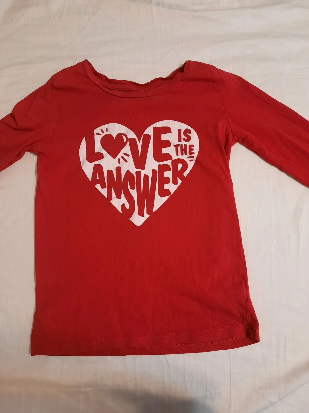 Red Long Sleeve T-Shirt "Love Is The Answer"