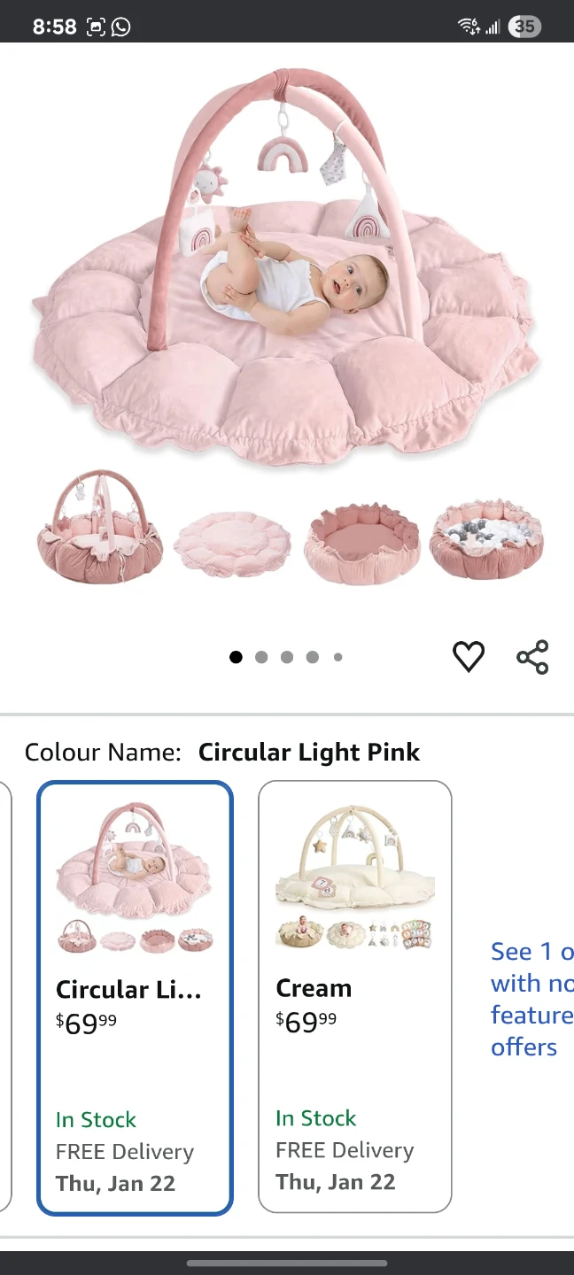 Mallify 5-in-1 Baby Play Gym - Light Pink