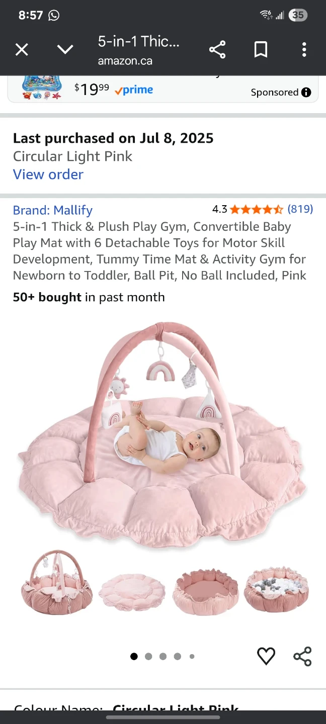 Mallify 5-in-1 Baby Play Gym - Light Pink - photo 2