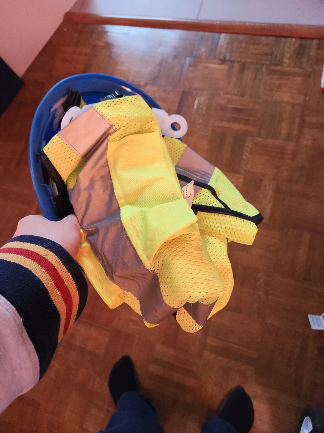 Yellow Safety Vest & Blue Hard Hat