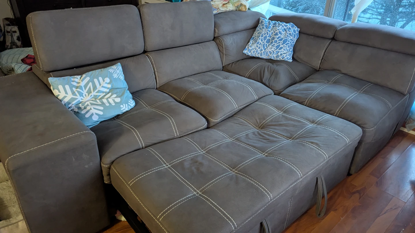 Grey Sectional Sofa with Pull-Out Bed