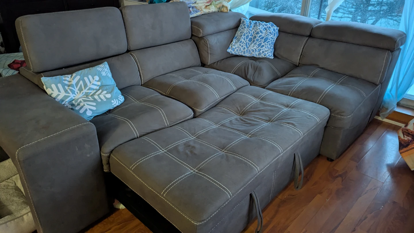 Grey Sectional Sofa with Pull-Out Bed - photo 3