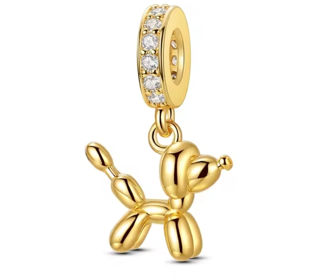 Balloon Dog Charm Gold Sterling silver