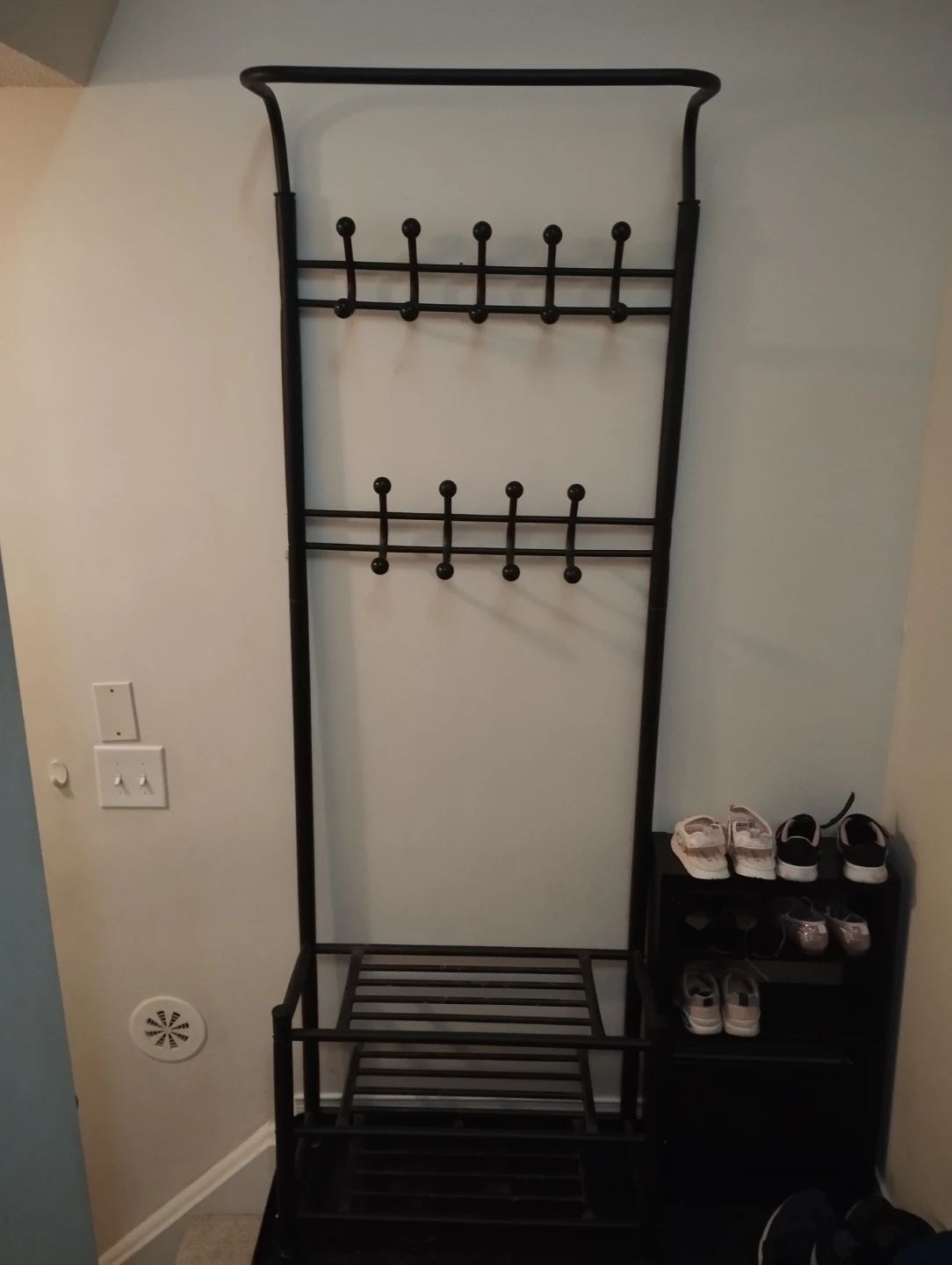 Entryway coat and shoe rack