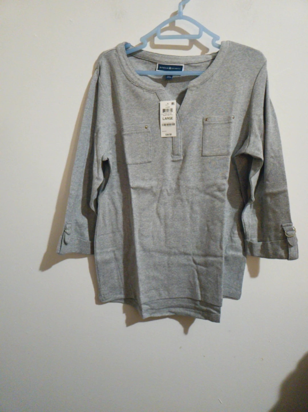 Karen Scott Gray Top - Size Large - photo 3